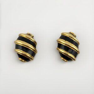 Tiffany & Co. Schlumberger 18k Enamel Olive Earrings Clips in Yellow Gold 11g